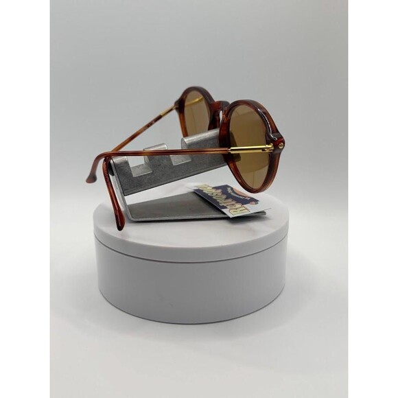 NEW VTG Sunglasses Round Plastic Tortoise Style | Brown Lens #849 Made In Italy